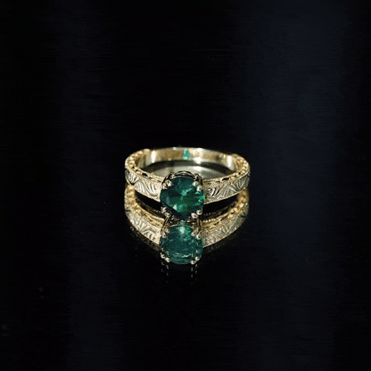Lab Emerald Solitaire Vintage Engagement Ring