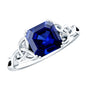 Certified 4.8 Carat Asscher Cut Lab Created Blue Sapphire Celtic Knot Engagement Ring
