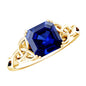 Certified 4.8 Carat Asscher Cut Lab Created Blue Sapphire Celtic Knot Engagement Ring