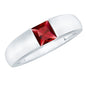 Princess Cut 1.5 Carat Lab Grown Ruby Solitaire Band Ring with Certificate