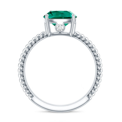 Certified 2 Carat Cushion Cut Lab Grown Emerald Ring for Engagement