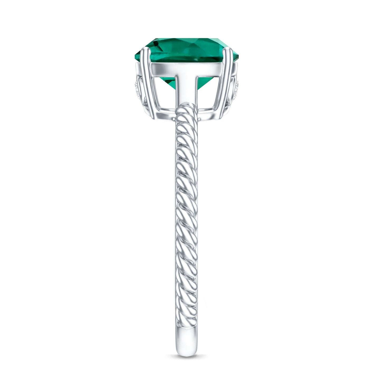 Certified 2 Carat Cushion Cut Lab Grown Emerald Ring for Engagement