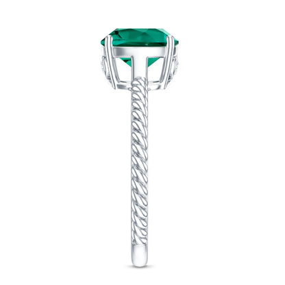 Certified 2 Carat Cushion Cut Lab Grown Emerald Ring for Engagement
