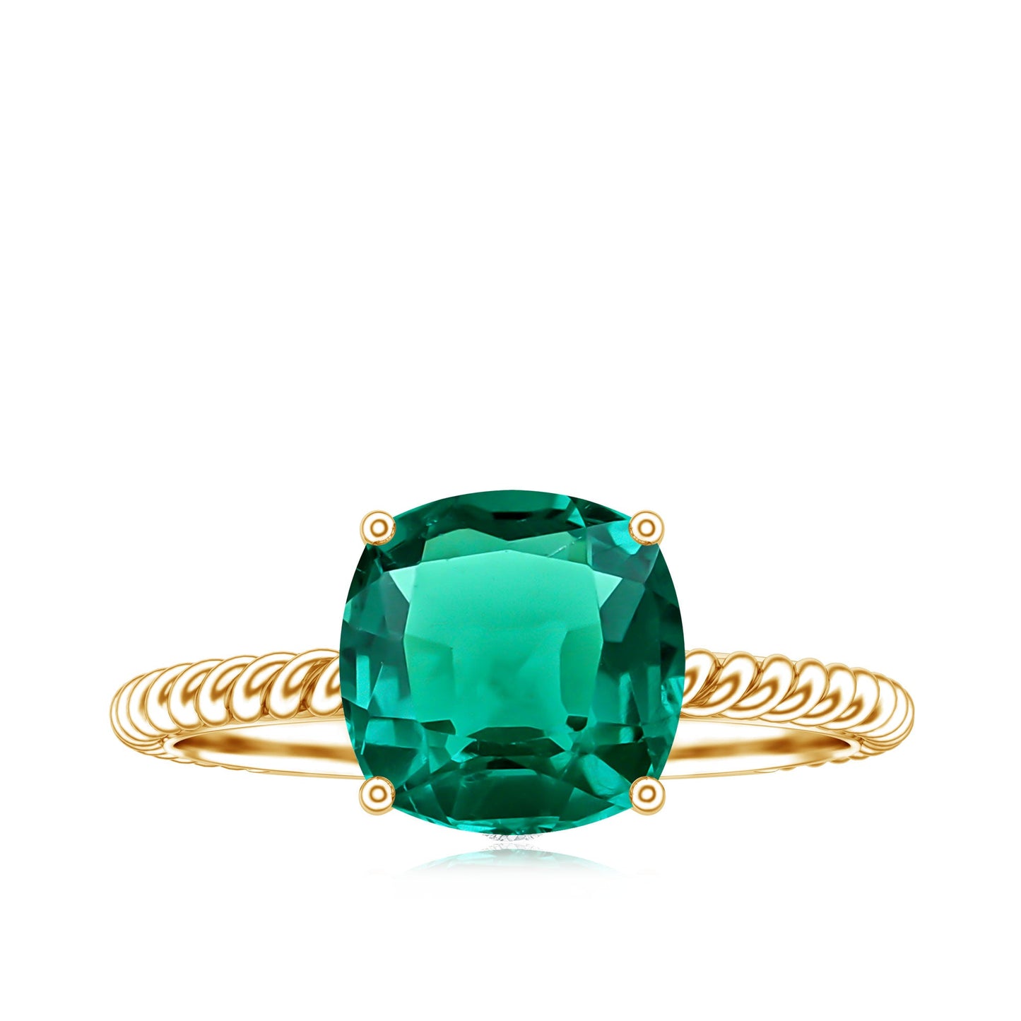 Certified 2 Carat Cushion Cut Lab Grown Emerald Ring for Engagement
