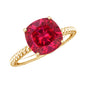 Certified 2 Carat Lab Grown Ruby Cushion Cut Engagement Ring with Surprise Diamond