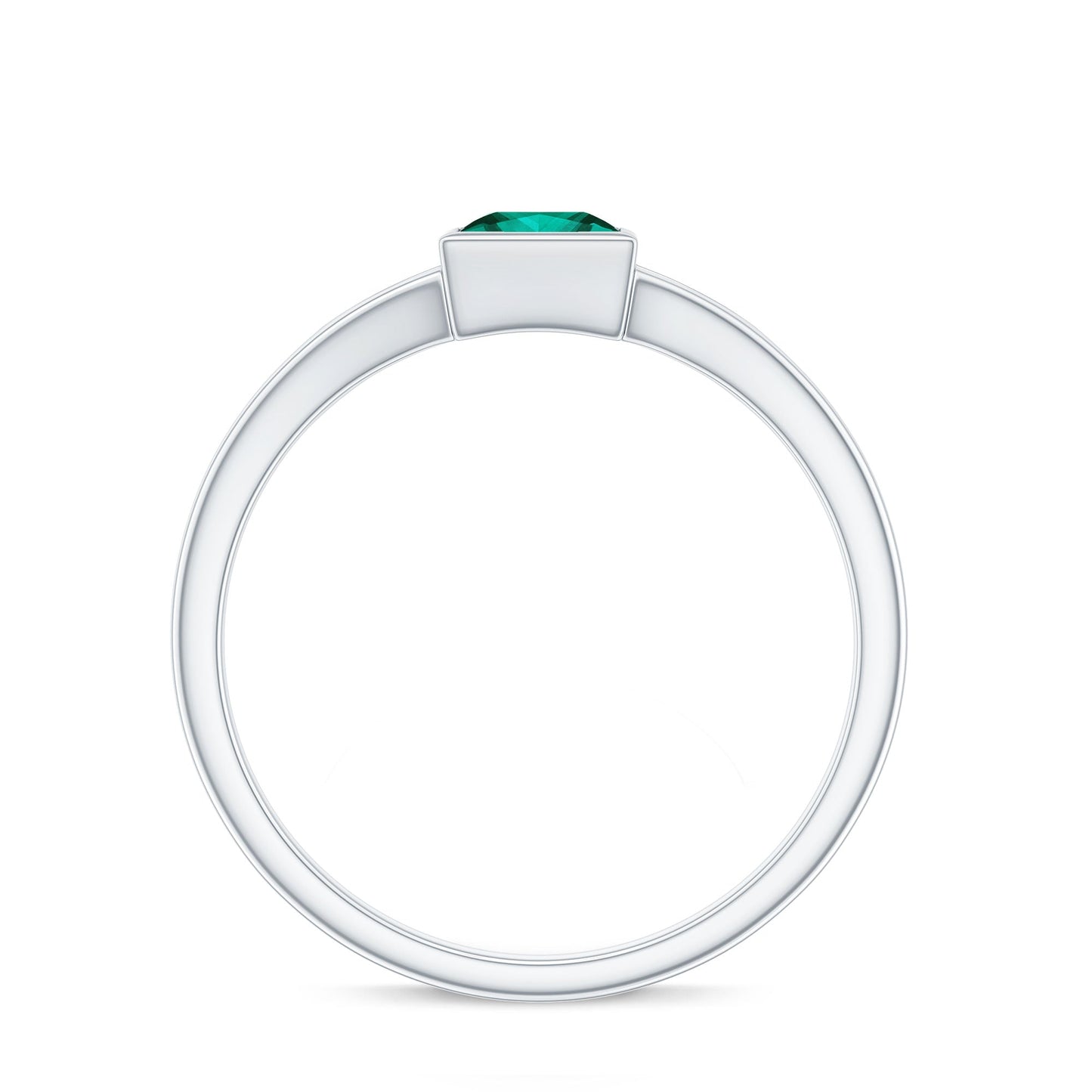 0.5 Carat Princess Cut Lab Grown Emerald Solitaire Ring with Split Shank