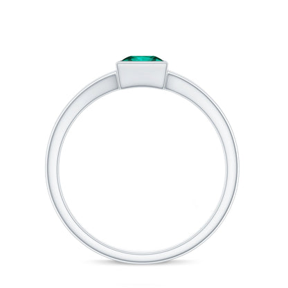 0.5 Carat Princess Cut Lab Grown Emerald Solitaire Ring with Split Shank