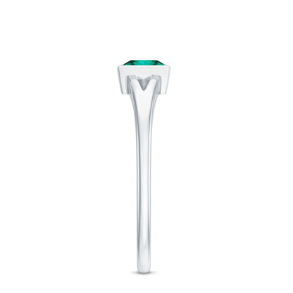 0.5 Carat Princess Cut Lab Grown Emerald Solitaire Ring with Split Shank