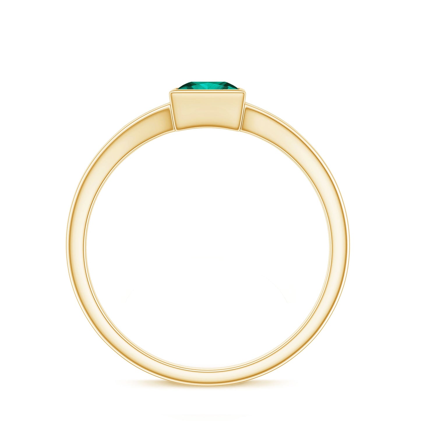 0.5 Carat Princess Cut Lab Grown Emerald Solitaire Ring with Split Shank