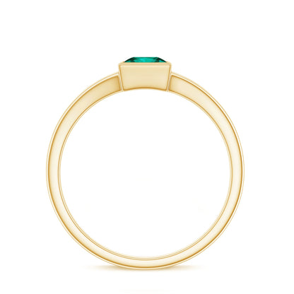 0.5 Carat Princess Cut Lab Grown Emerald Solitaire Ring with Split Shank
