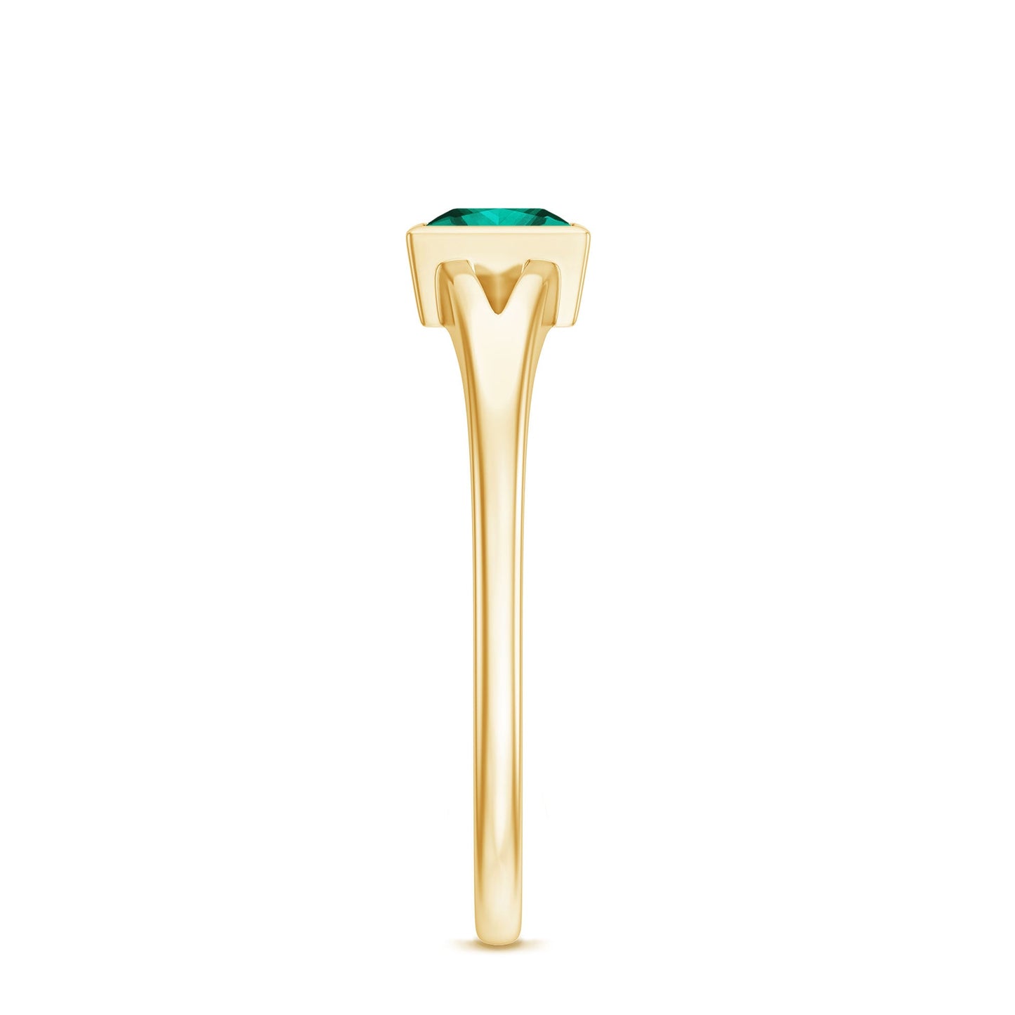 0.5 Carat Princess Cut Lab Grown Emerald Solitaire Ring with Split Shank