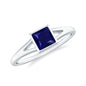 Princess Cut 0.4 Carat Blue Sapphire Solitaire Promise Ring in Split Shank