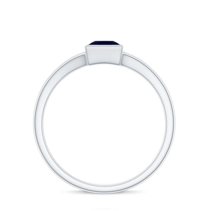 Princess Cut 0.4 Carat Blue Sapphire Solitaire Promise Ring in Split Shank