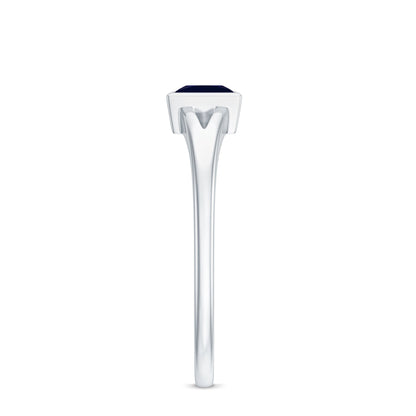 Princess Cut 0.4 Carat Blue Sapphire Solitaire Promise Ring in Split Shank