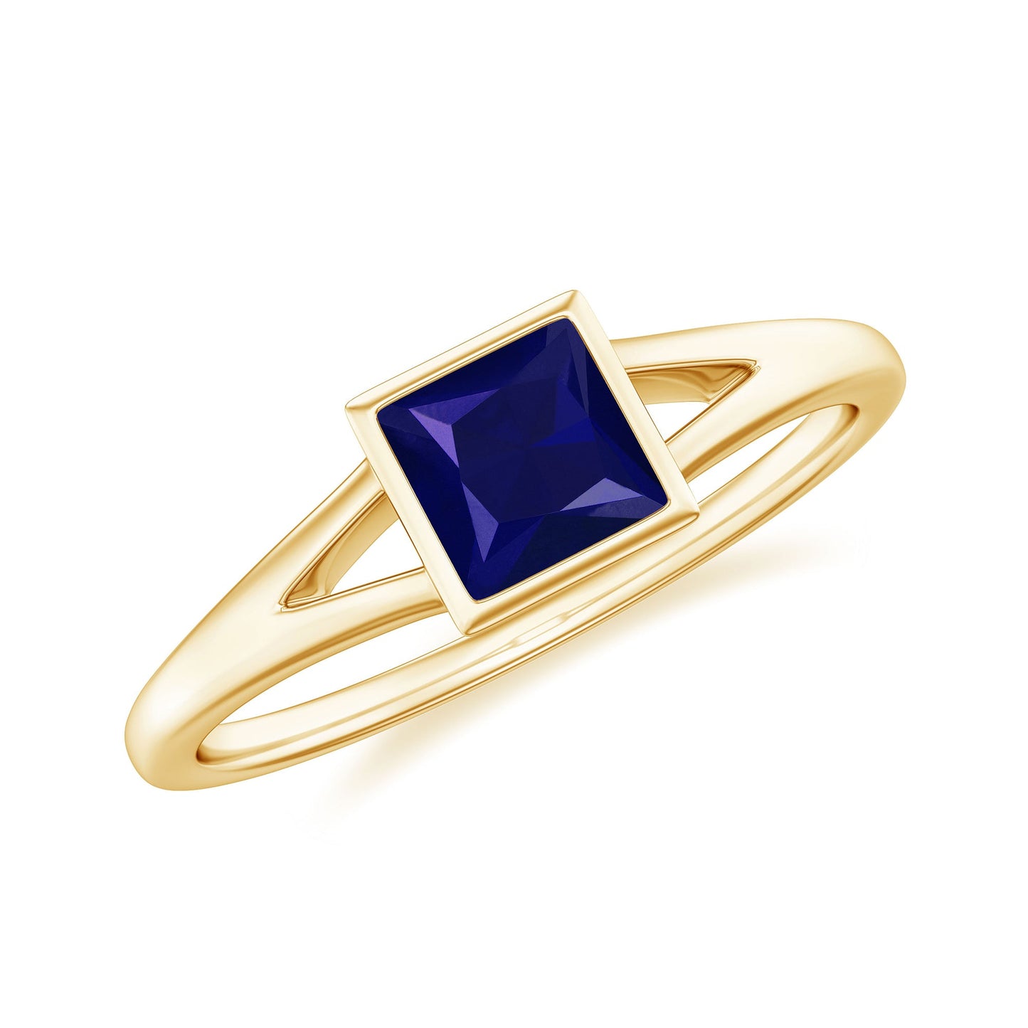 Princess Cut 0.4 Carat Blue Sapphire Solitaire Promise Ring in Split Shank