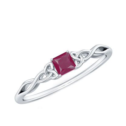 Natural Princess Cut Ruby Irish Promise Ping