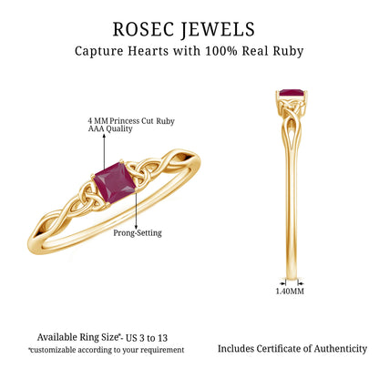 Natural Princess Cut Ruby Irish Promise Ping