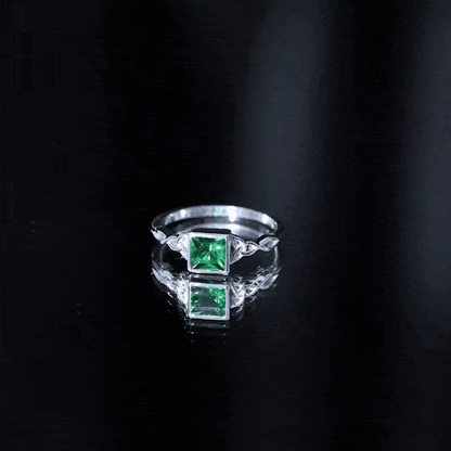 Certified Princess Cut Lab Grown Emerald Celtic Promise Ring