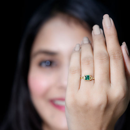 Certified Princess Cut Lab Grown Emerald Celtic Promise Ring
