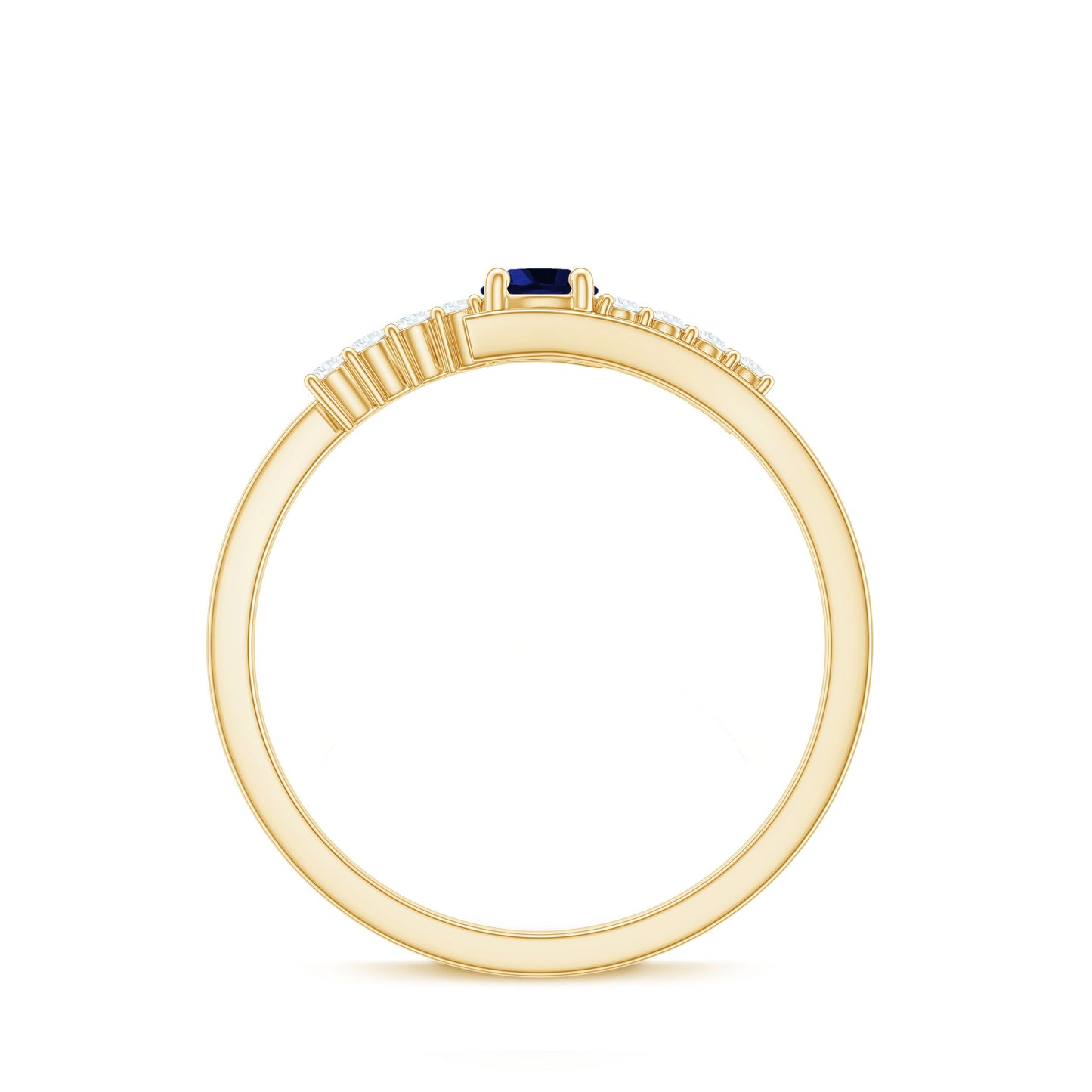 Certified 0.6 Ct Lab Grown Blue Sapphire Promise Ring with Diamond