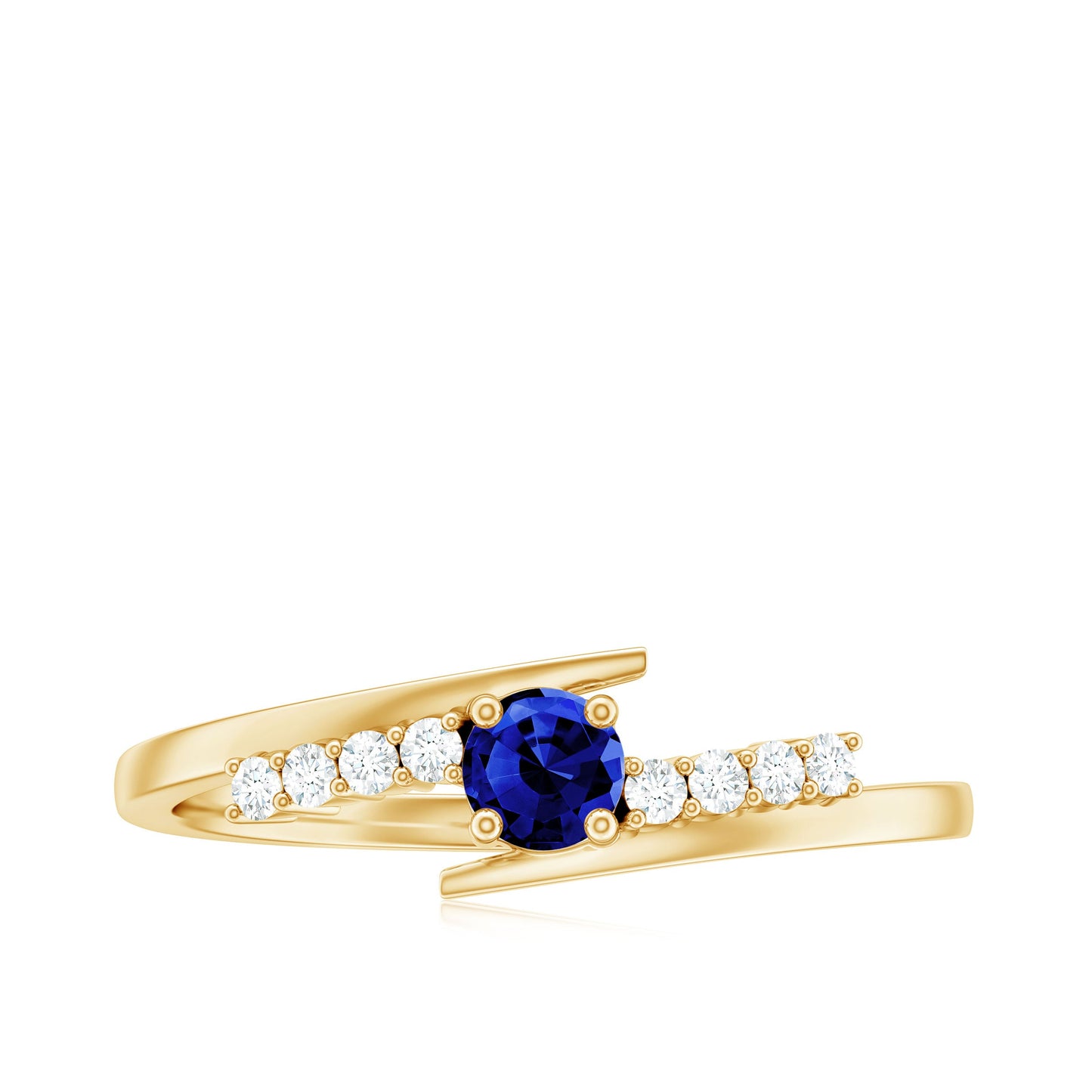 Certified 0.6 Ct Lab Grown Blue Sapphire Promise Ring with Diamond