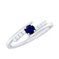 Real Blue Sapphire Promise Ring with Diamond Bypass Shank