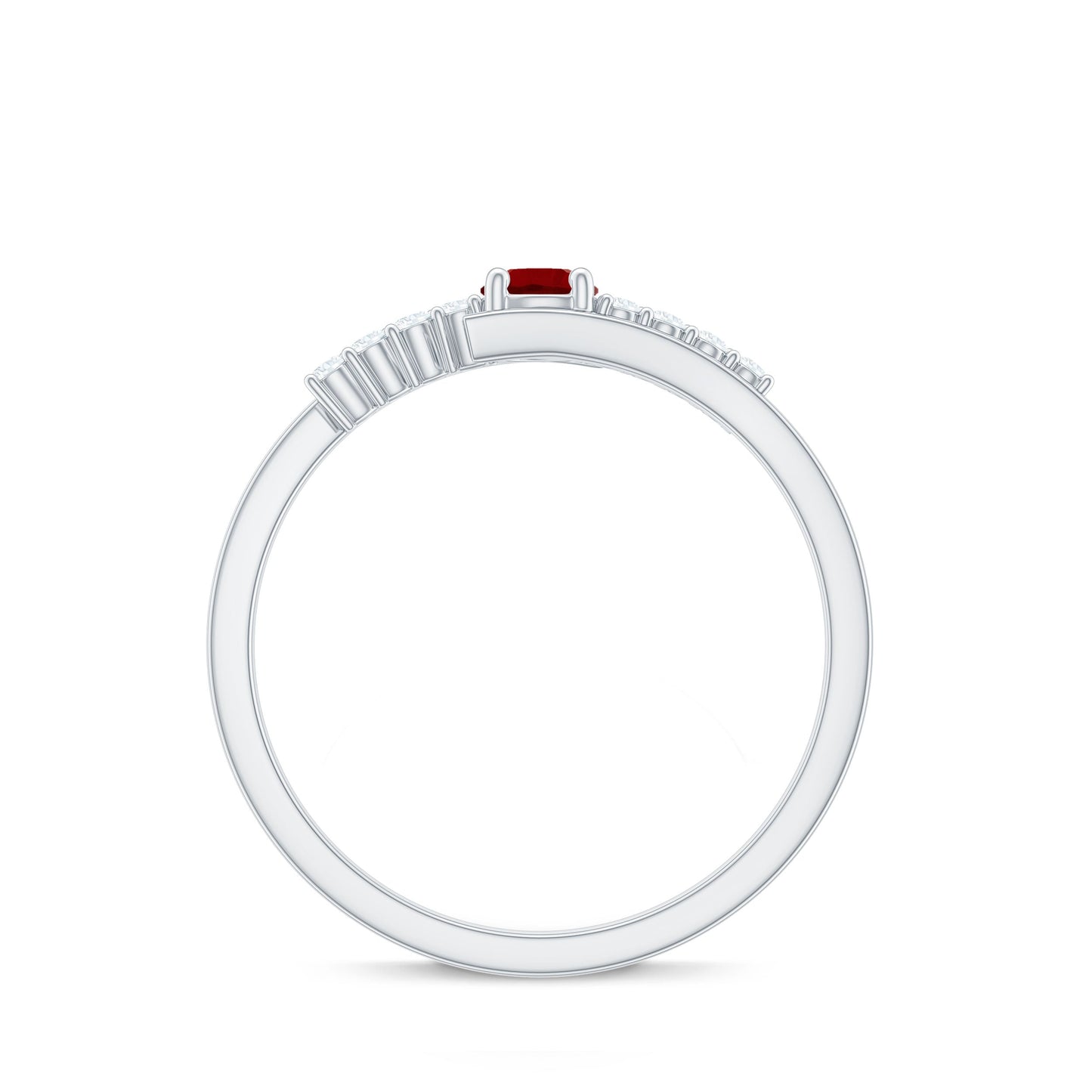 Lab Created Ruby and Diamond Promise Ring in Bypass Shank