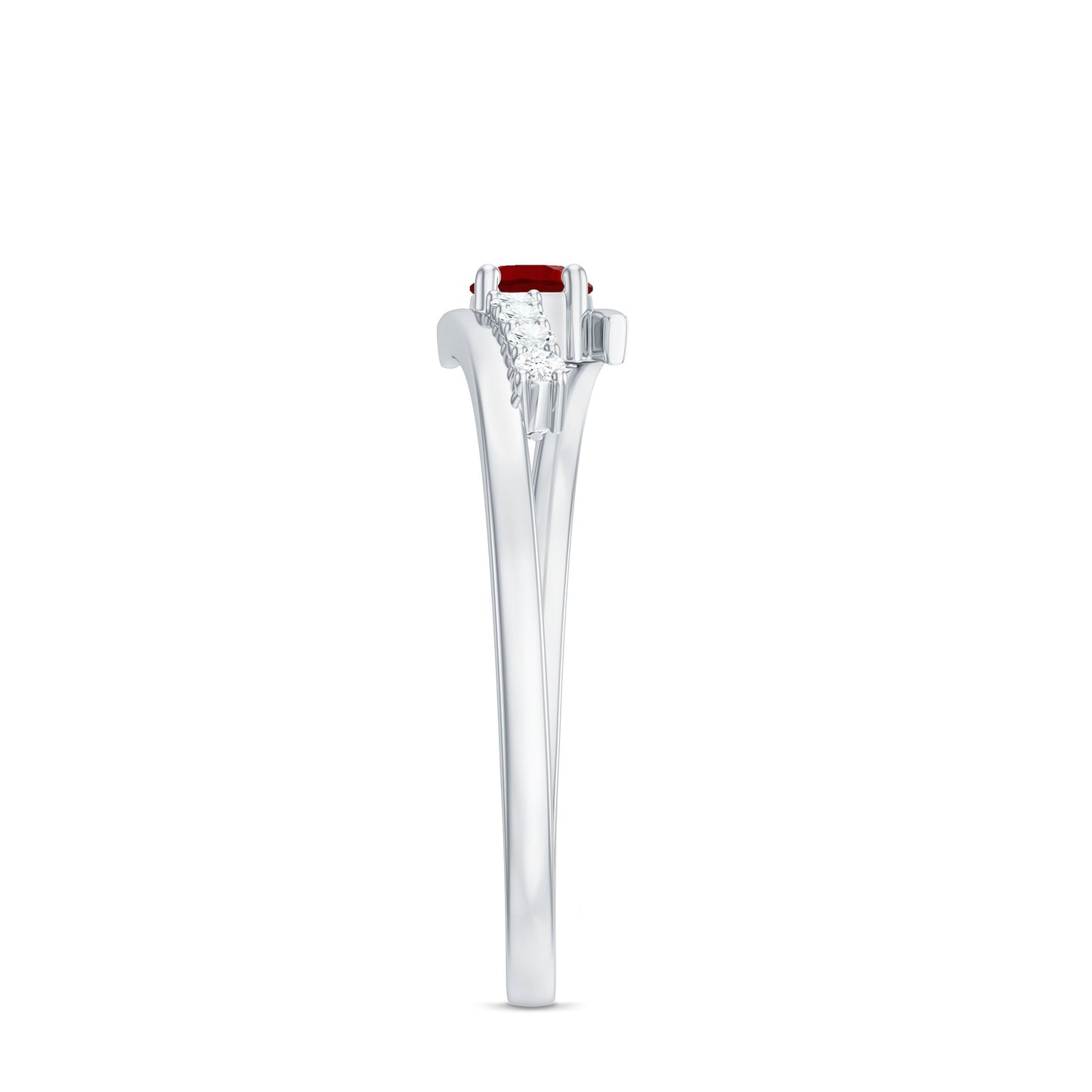 Lab Created Ruby and Diamond Promise Ring in Bypass Shank