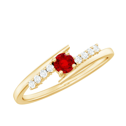 Lab Created Ruby and Diamond Promise Ring in Bypass Shank