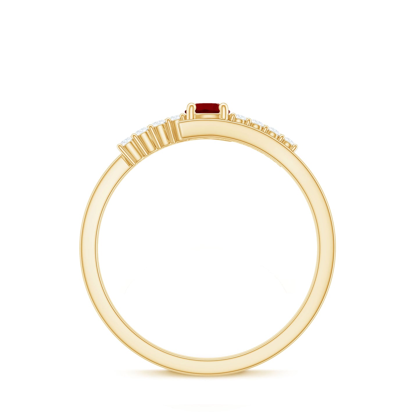 Lab Created Ruby and Diamond Promise Ring in Bypass Shank