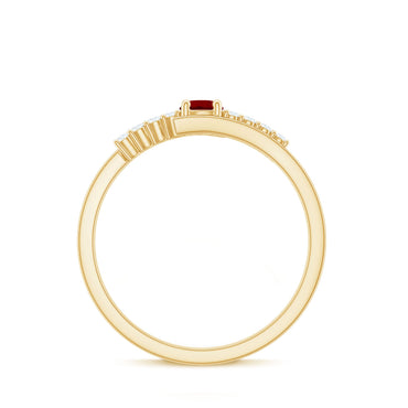 Lab Created Ruby and Diamond Promise Ring in Bypass Shank