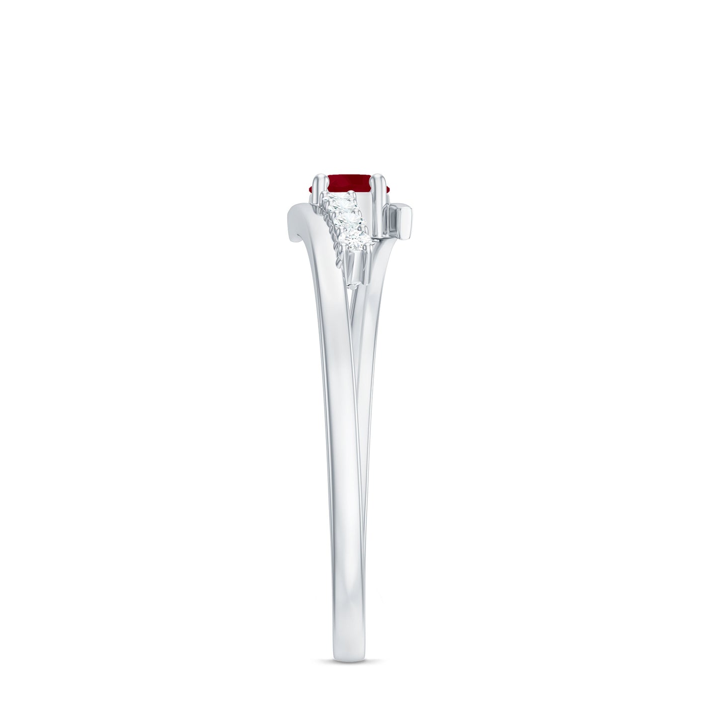 Natural Ruby Promise Ring with Diamond Bypass Shank