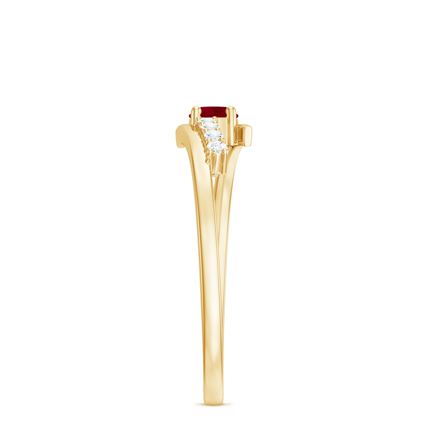 Natural Ruby Promise Ring with Diamond Bypass Shank
