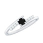 Certified Lab Grown Black and White Diamond Promise Ring with Bypass Shank