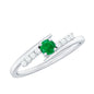 Real Emerald and Diamond Promise Ring with Bypass Shank