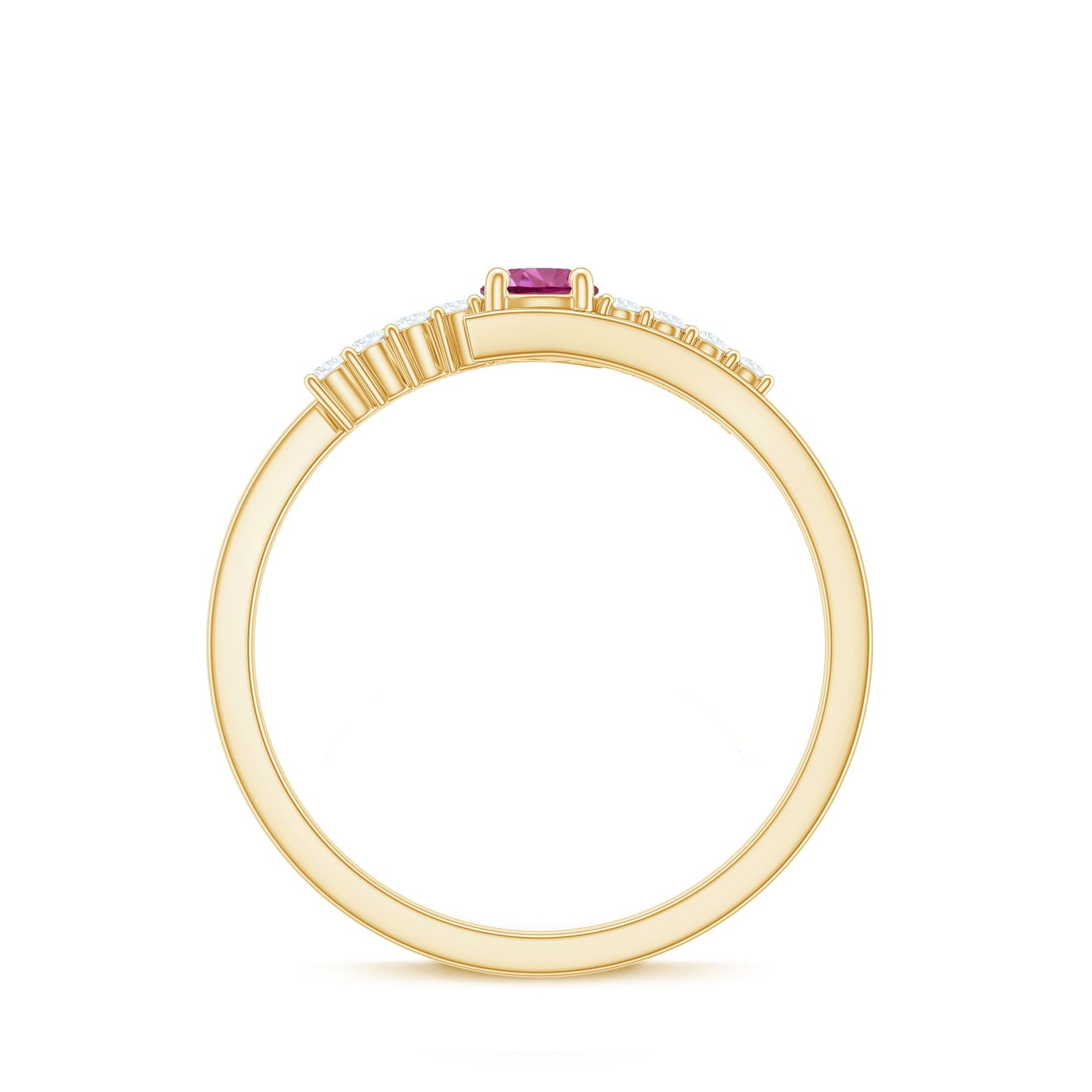 Minimal Pink Tourmaline and Diamond Bypass Promise Ring