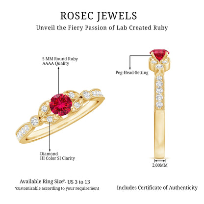 Lab-Lab Grown Ruby and Diamond Minimal Promise Ring