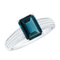 2.2 Carat Emerald Cut London Blue Topaz Side Stone Engagement Ring with Diamond