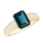 2.2 Carat Emerald Cut London Blue Topaz Side Stone Engagement Ring with Diamond