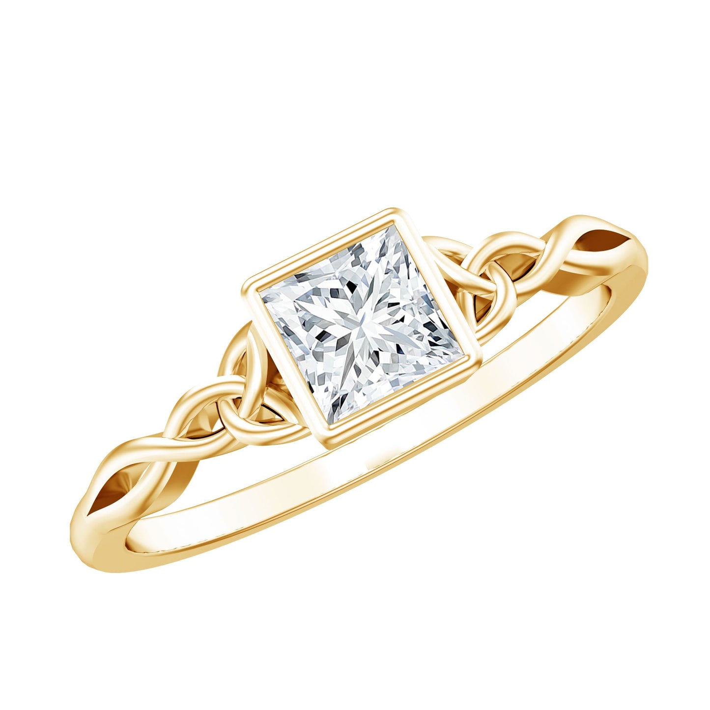 Princess Cut Moissanite Promise Ring in Bezel Setting