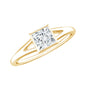 Bezel Set Princess Cut Moissanite Solitaire Promise Ring in Split Shank