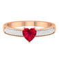 Genuine 0.6 Carat Ruby Heart Engagement Ring with Diamond