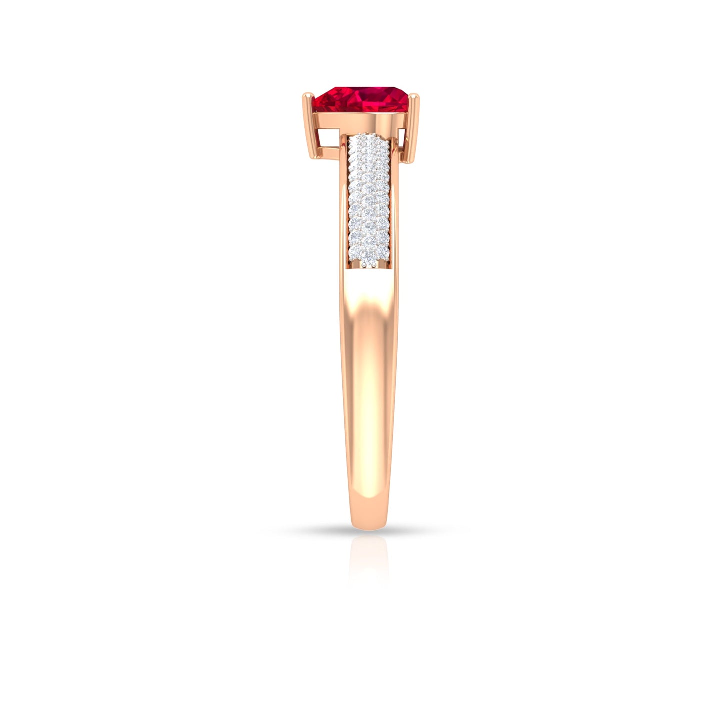 Genuine 0.6 Carat Ruby Heart Engagement Ring with Diamond