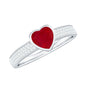 Genuine 0.6 Carat Ruby Heart Engagement Ring with Diamond