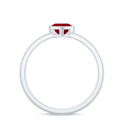 Genuine 0.6 Carat Ruby Heart Engagement Ring with Diamond