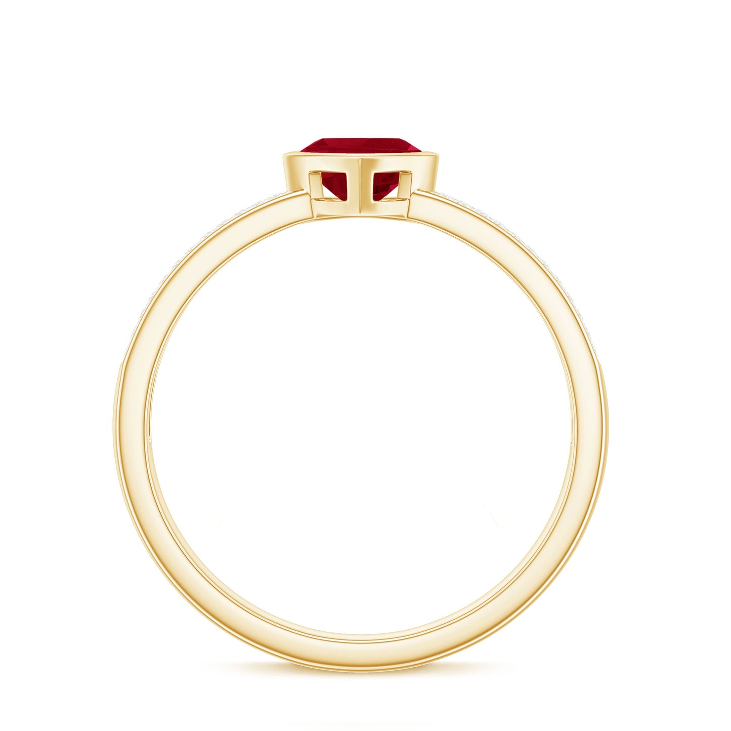Genuine 0.6 Carat Ruby Heart Engagement Ring with Diamond