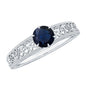 Vintage Inspired 0.9 Carat Blue Sapphire Filigree Engagement Ring for Women