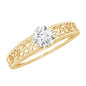 Round Cut Solitaire Moissanite Vintage Looking Engagement Ring
