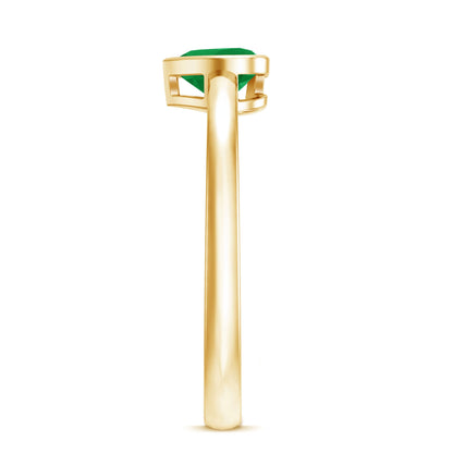 Real Emerald Heart Solitaire Ring in Bezel Setting
