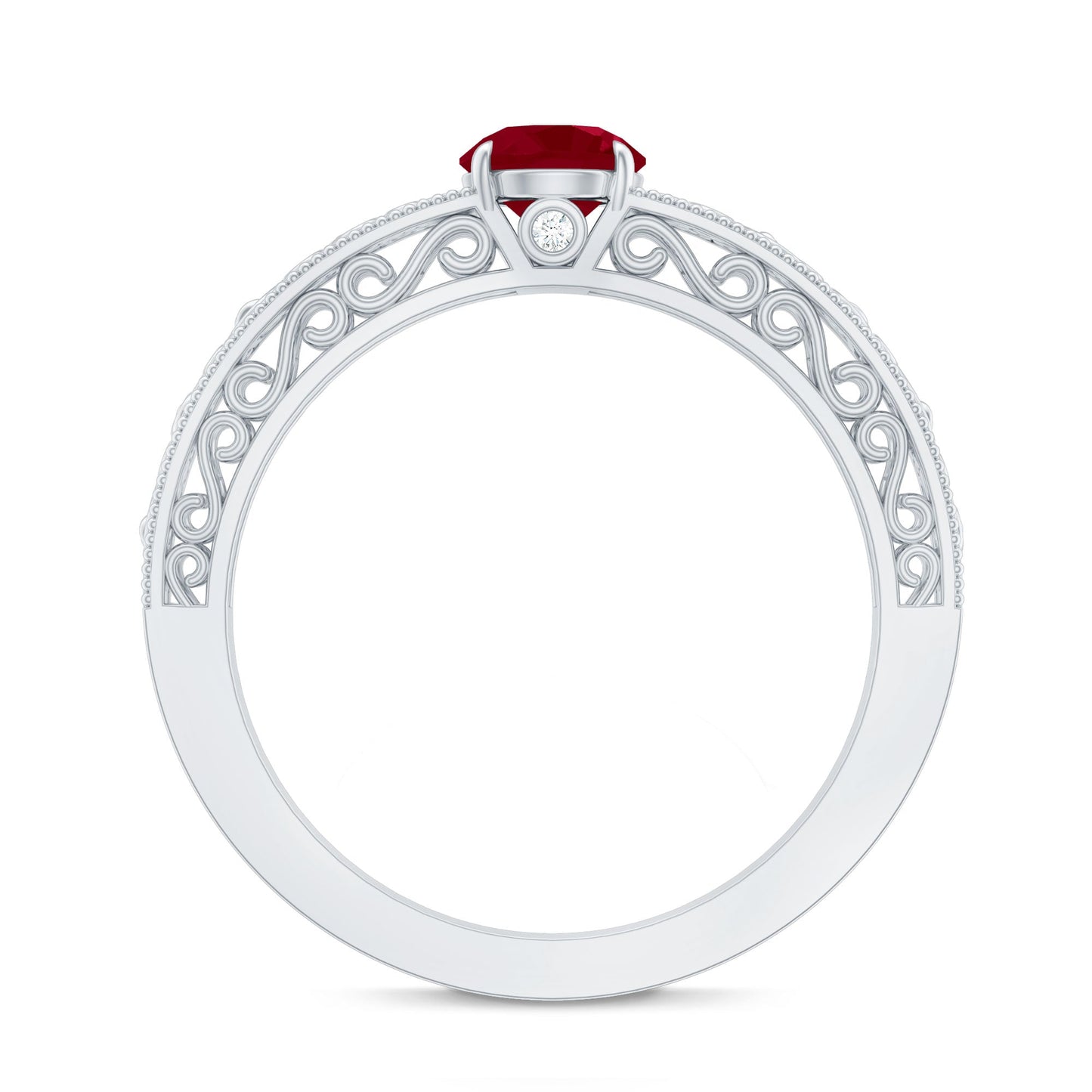 Vintage Inspired Ruby Engagement Ring with Surprise Diamond